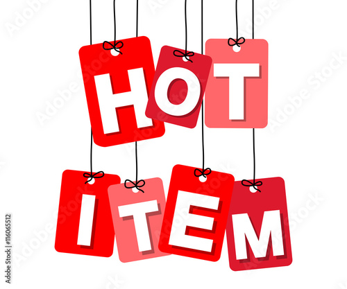 Vector colorful hanging cardboard. Tags - hot item
