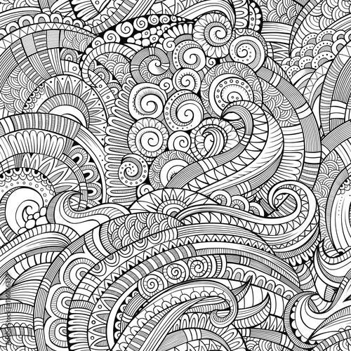 Abstract vector decorative hand drawn nature floral seamless pattern