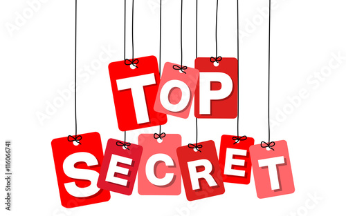 Vector colorful hanging cardboard. Tags - top secret