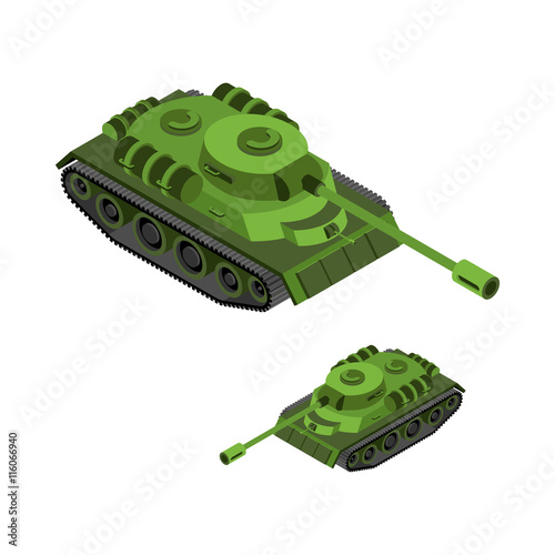 Tank Isometric on white background. Army technique. Armored figh