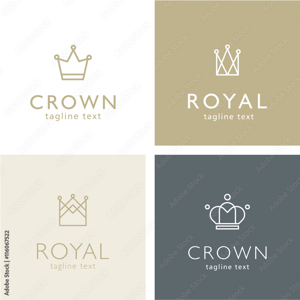 Crown icons - set of vector line crowns - design elements Crown icons - set of vector line crowns - design elements