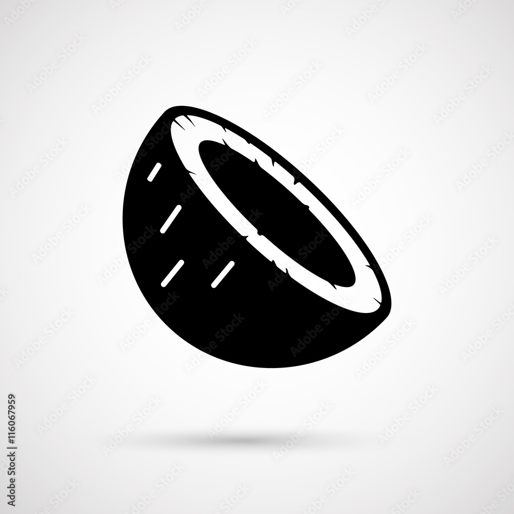 Vector half of coconut closeup on a white background Vector half of coconut closeup on a white background
