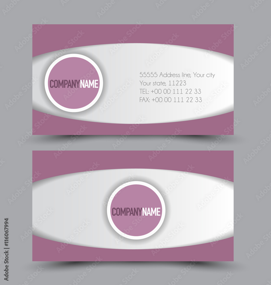 Fototapeta premium Business card design set template for company corporate style. Pink color. Vector illustration.