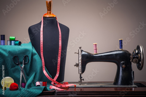 Old tailor workshop with sewing machine