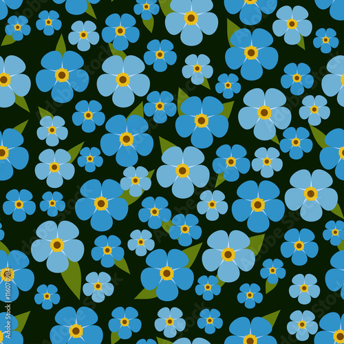 Flower seamless pattern with forget-me-not
