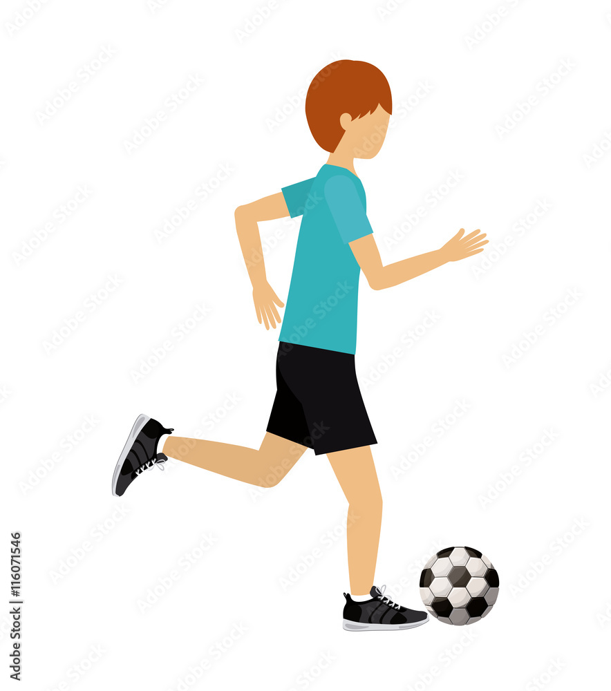 male athlete practicing football soccer isolated icon design, vector illustration  graphic 