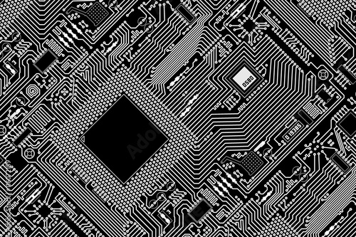 Graphic industrial circuit board black background