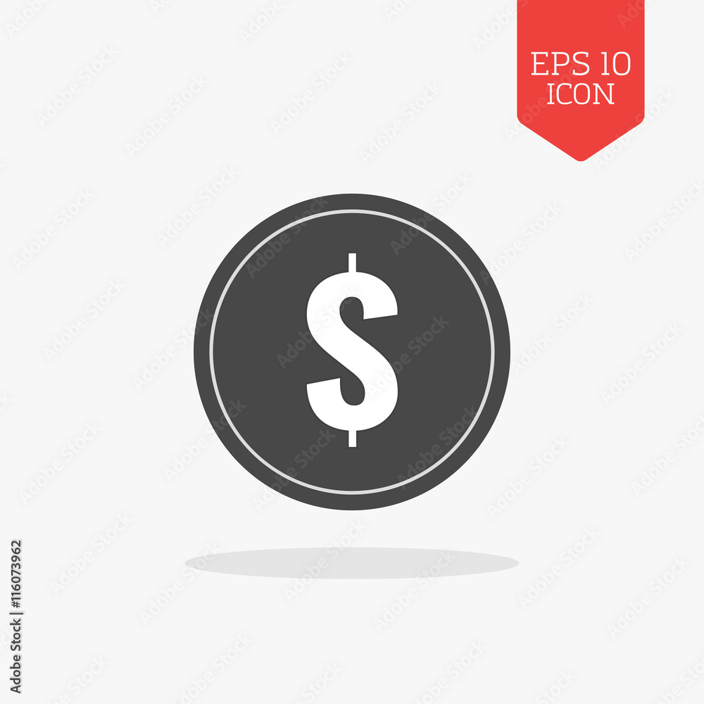 Coin icon. Flat design gray color symbol. Modern UI web navigati Coin icon. Flat design gray color symbol. Modern UI web navigati