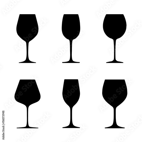 Various wine glasses. Vector illustration.