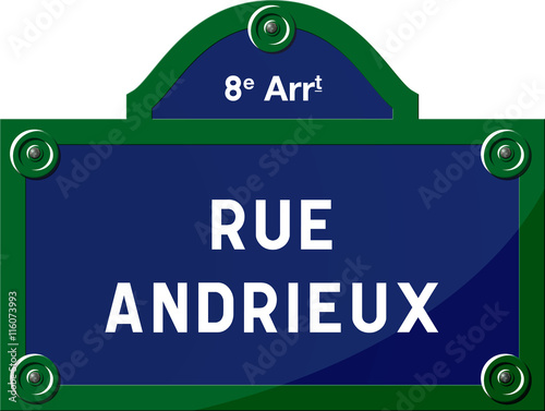 Panneau - Rue Andrieux 75008 Paris - France photo