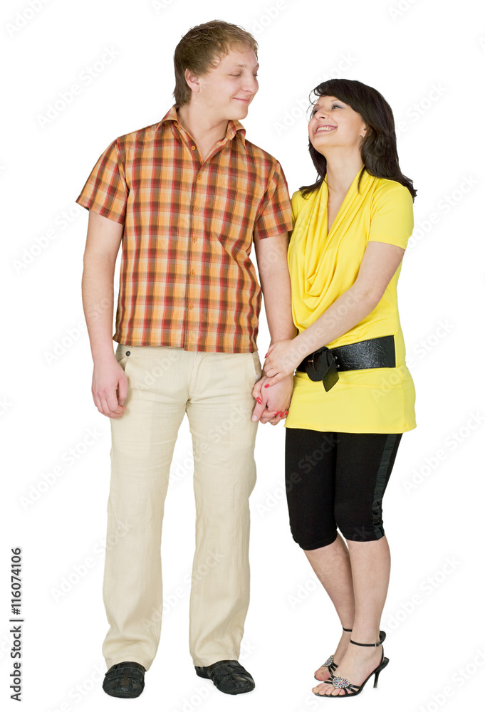 Guy and the girl on a white background
