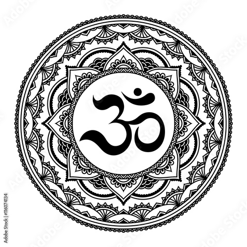 Vector henna tatoo mandala.OM decorative symbol. Mehndi style.
