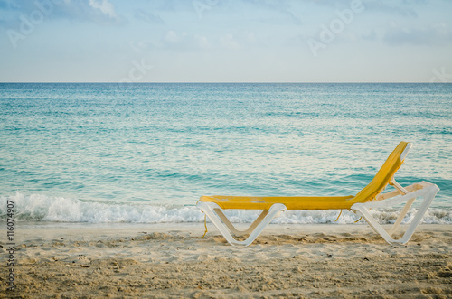 deckchair, seashore, caribbean see.