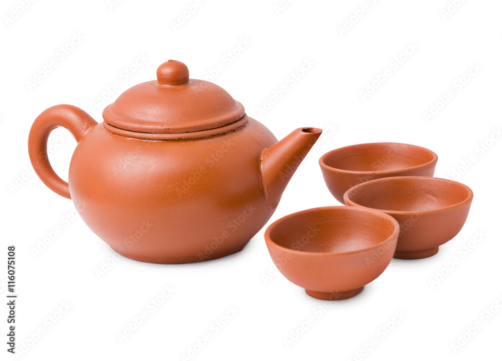 Ceramic ancient oriental teapot and cups Ceramic ancient oriental teapot and cups