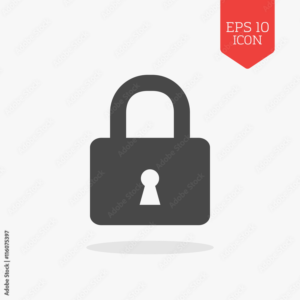Lock icon. Flat design gray color symbol. Modern UI web navigati Lock icon. Flat design gray color symbol. Modern UI web navigati