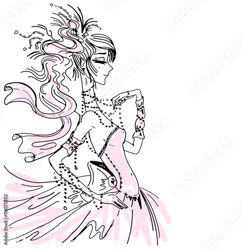 Wedding invitation with bride