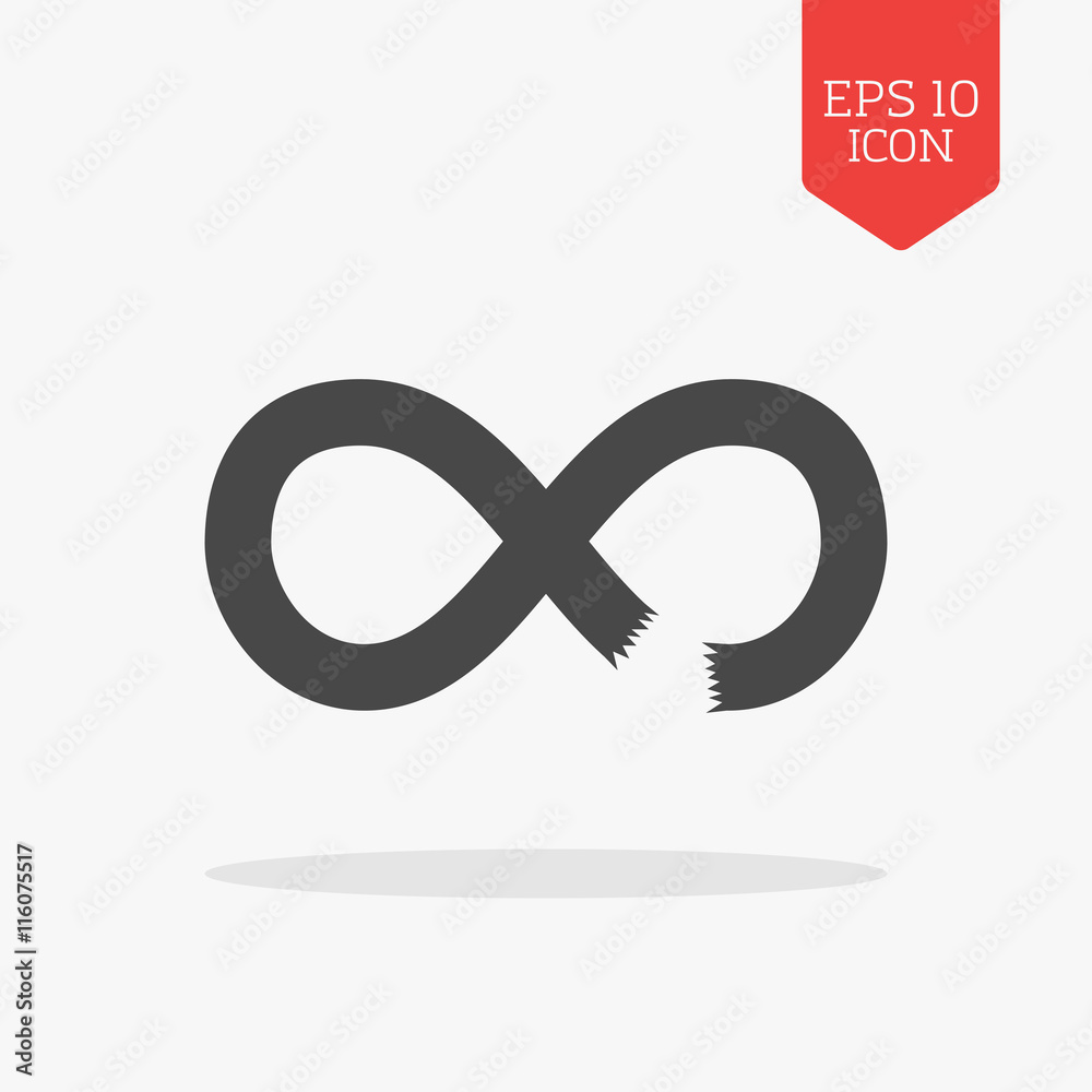 Broken infinity icon. Flat design gray color symbol. Modern UI w Broken infinity icon. Flat design gray color symbol. Modern UI w