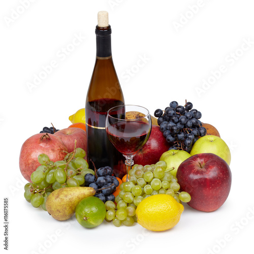 Fototapeta Naklejka Na Ścianę i Meble -  Still-life from various fruit and wine