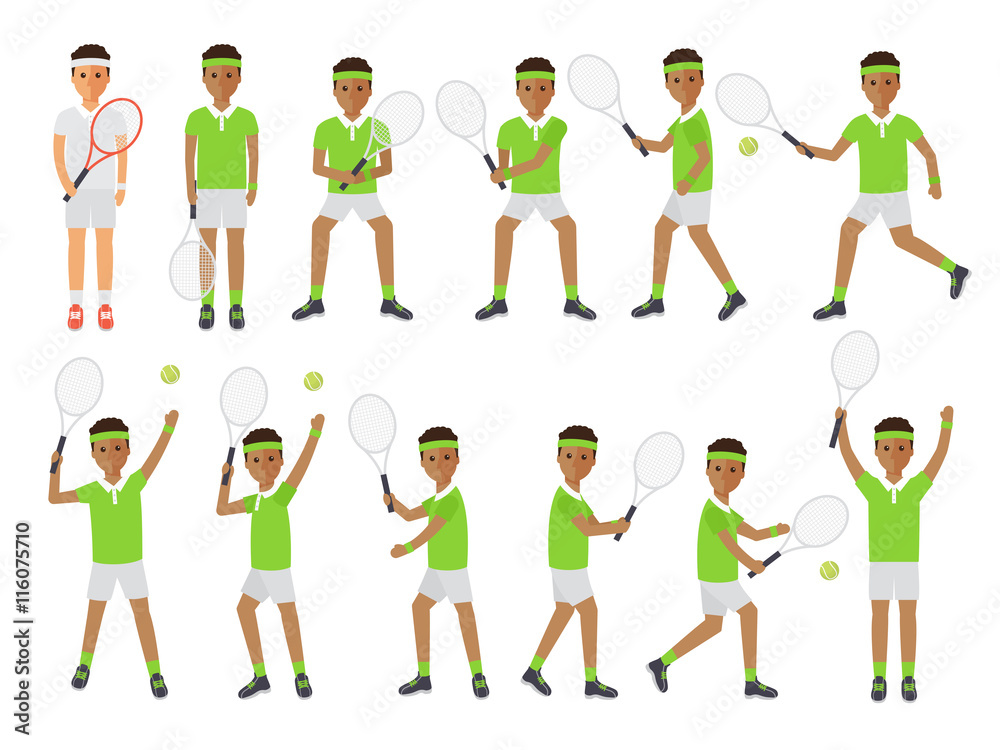 Fototapeta premium Tennis players, tennis sport athletes in actions