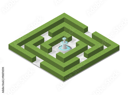Isometric High Quality City Element with 45 Degrees Shadows on White Background. Garden