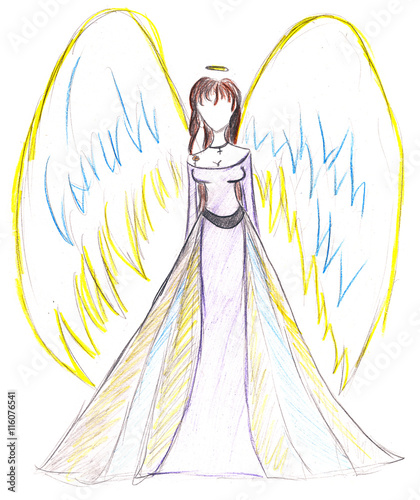 Child's drawing - angel with wings