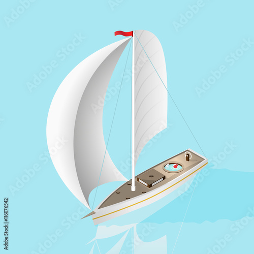 Set of Isolated High Quality Isometric Elements. Vessel on White Background.
