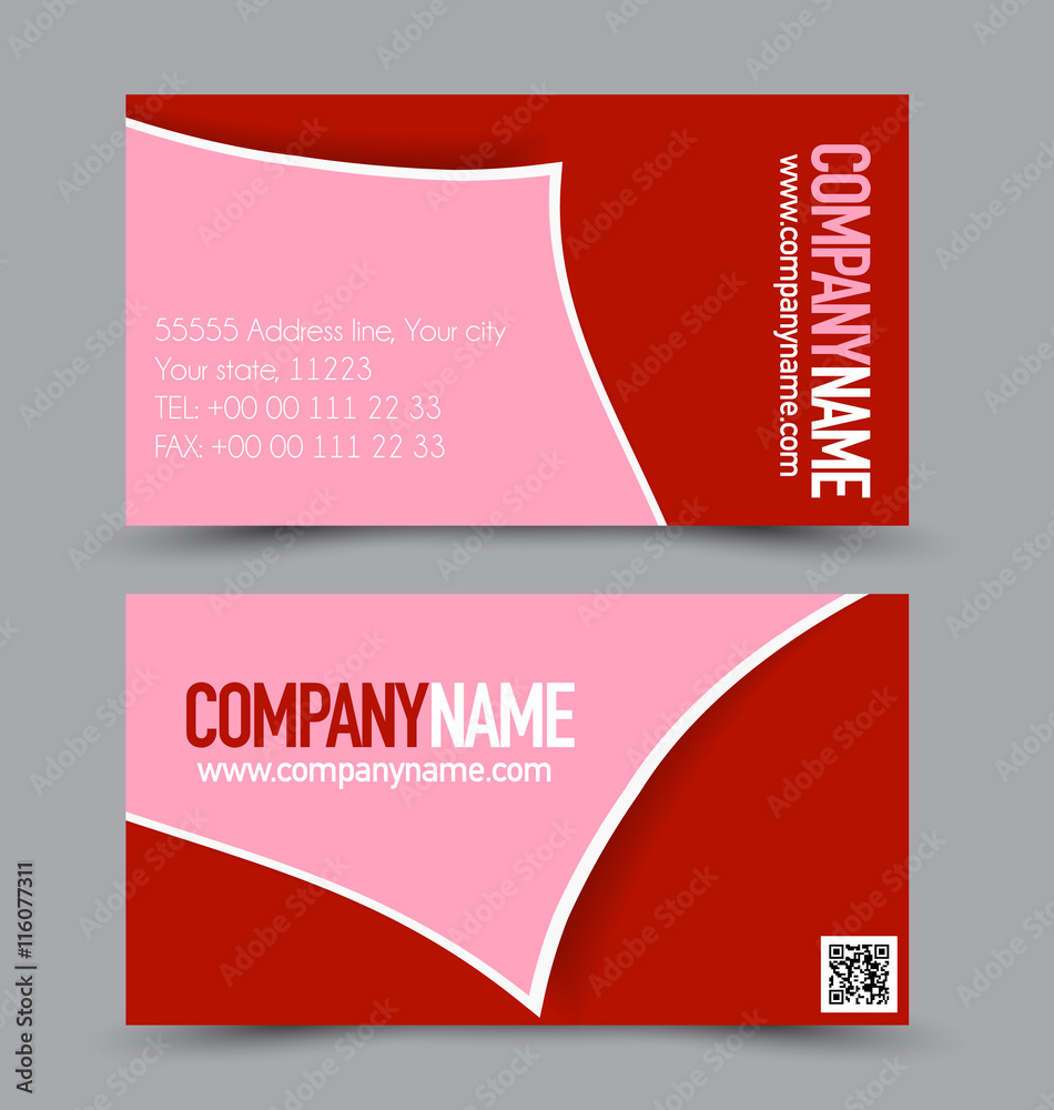 Business card set template for business identity corporate style. Red and orange color. Vector illustration.