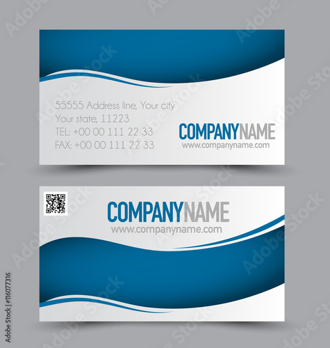 Business card set template for business identity corporate style. Blue color. Vector illustration.