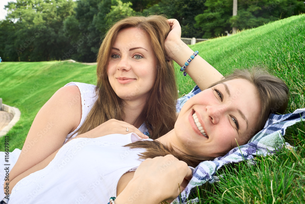 Happy friends in the park Happy friends in the park
