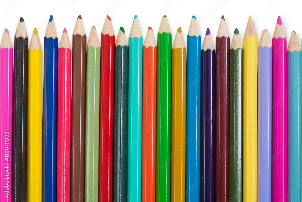 Set of color pencils on white background Set of color pencils on white background