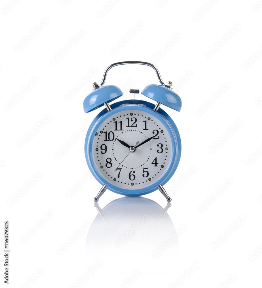 Alarm clock in time concept isolated on white Alarm clock in time concept isolated on white
