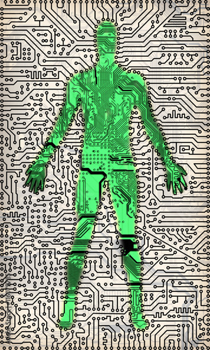 Silhouette of man - electronic components
