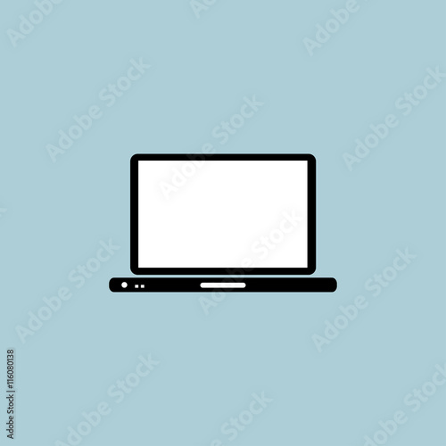 Laptop with a light display on a light blue background