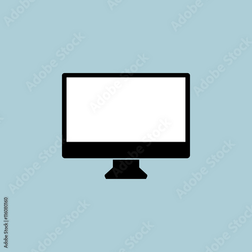 Computer with a light display on a light blue background