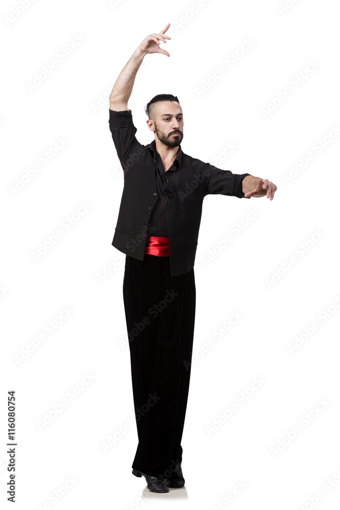 Man dancer dancing spanish dances isolated on white Man dancer dancing spanish dances isolated on white