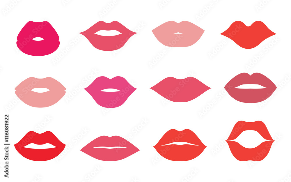 Naklejka premium Lips icons shape set vector