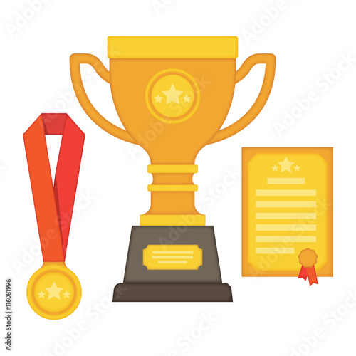 rophy and awards. Flat Style - vector illustration photo