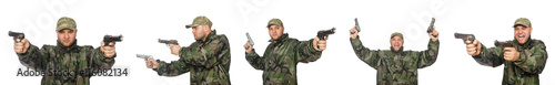Soldier with gun isolated on the white