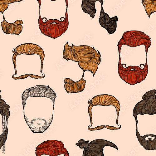 Man hairstyle.Seamless pattern. Vector Illustration.