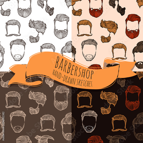 Man hairstyle.Seamless pattern. Vector Illustration.
