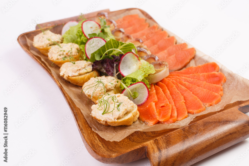 fish platter. fish appetizer on a white background fish platter. fish appetizer on a white background