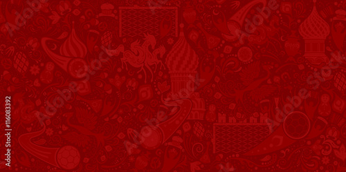 Russian red background, pattern with modern and traditional elem