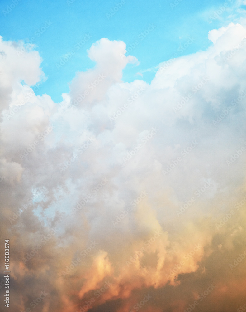 Picturesque clouds in bright evening sky Picturesque clouds in bright evening sky