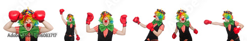 Clown in various poses isolated on white © Elnur