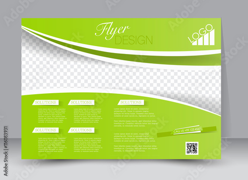 Flyer, brochure, magazine cover template design landscape orientation for education, presentation, website. Green color. Editable vector illustration.