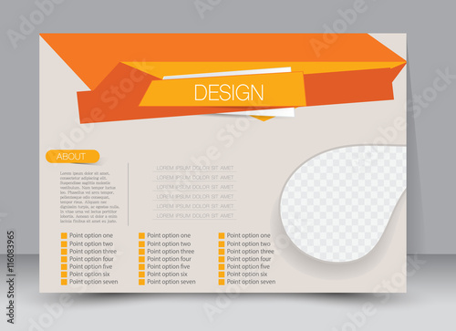 Flyer, brochure, magazine cover template design landscape orientation for education, presentation, website. Orange color. Editable vector illustration.