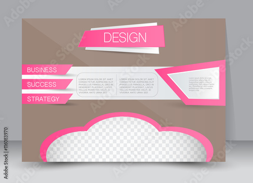 Flyer, brochure, magazine cover template design landscape orientation for education, presentation, website. Brown and pink color. Editable vector illustration.