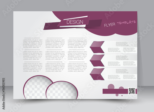 Flyer, brochure, magazine cover template design landscape orientation for education, presentation, website. Purple color. Editable vector illustration.