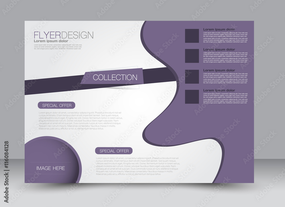 Flyer, brochure, billboard, magazine cover template design landscape orientation for education, presentation, website. Purple color. Editable vector illustration. Flyer, brochure, billboard, magazine cover template design landscape orientation for education, presentation, website. Purple color. Editable vector illustration.