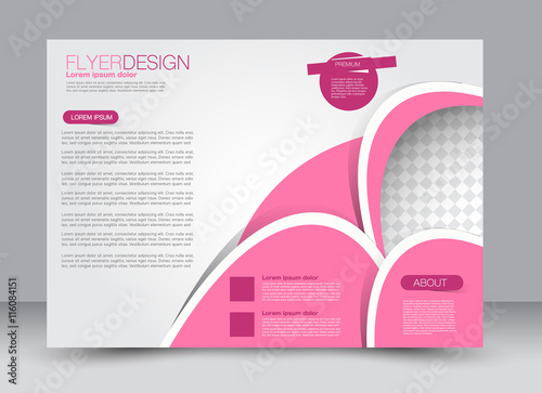 Flyer, brochure, billboard, magazine cover template design landscape orientation for education, presentation, website. Pink color. Editable vector illustration.